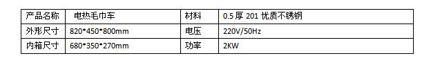 电热毛巾车规格型号